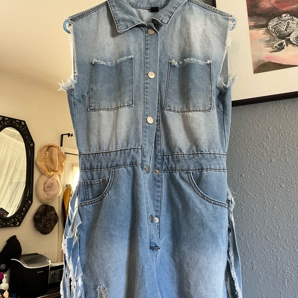 SHEIN Light Blue Denim Top